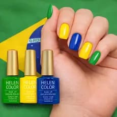 Helen Color Kit Esmaltes em Gel Copa do Mundo Seleções Unhas Personalizadas Brilho Intenso Secagem Rápida UV/Led 30ml