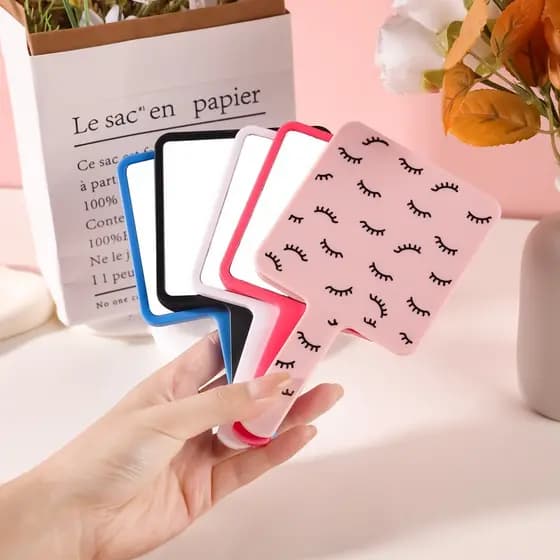 Espelho de Mão Quadrado para Maquiagem Portátil Leve e Ideal para Skincare e Sobrancelhas
