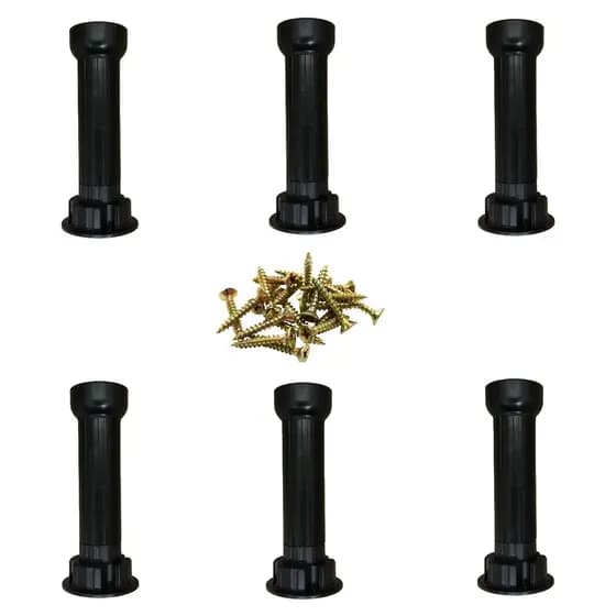 6 Pés Regulável Móveis Armário Redondo 22 A 26cm - Preto