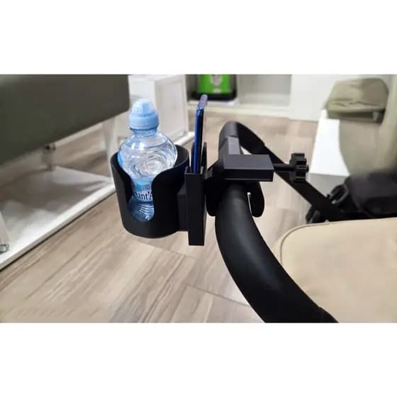 Porta Copo e Celular 2 em 1 Para Carrinho de Bebê - Suporte Universal Ajustável 3D