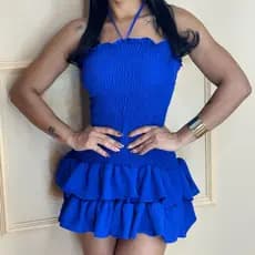Vestido Feminino no Crepe Dunas Vestidinho de Lastex Curto com Alcinha da Moda Vestidos