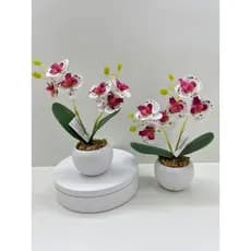 kit com dois (mini )vaso com orquídea artificiais altura 15cm