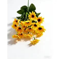 Buquê de Girassol Artificial 30cm Flores Seda Realista Decoração Sala Casa Casamento Festa Arranjo Floral