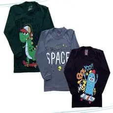 Kit  Camisetas Manga Longa Menino Infantil Inverno Tam. 1 ao 8