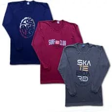 Kit 3 Camisetas Manga Longa Inverno Masculino Homem Promoção