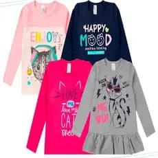 Kit c/4 Blusinhas Manga Longa Menina Infantil Inverno