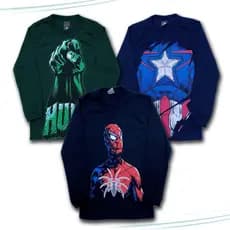 Kit Camisetas Manga Longa Inverno Personagem Heróis Marvel Menino Tamanhos 1 ao 8