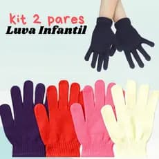 KIT 2 Pares De Luva Infantil De 4 A 12 Lisa Menina Menino Inverno Frio Criança