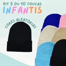 Kit 5 OU 10 Toucas Infantis Sortidas Gorro Colorido Inverno Passeio Confortável meninos e meninas