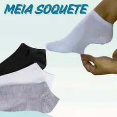 Kit 6 Pares Meias Soquete Cano Curto Masculina e Feminina Unissex