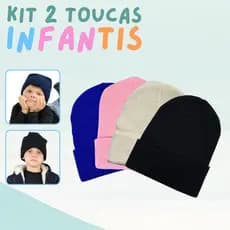 Kit 2 Toucas Infantil Lisa Meninas e Meninos Inverno Proteção Frio Elásticas Versáteis