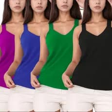 Kit 4 Blusa Regata Feminina Duna Alça Larga Premium Confortável Casual Básica Verão Dia a Dia