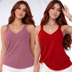 Kit 2 Blusa Regata Feminina Duna Alça Larga Premium Confortável Casual Básica Verão Dia a Dia