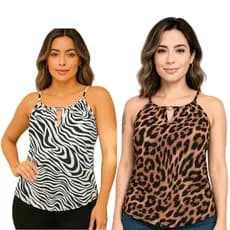 Kit 2 Blusa Regata Com Alcinha Regulável Com Argola Tecido Crepinho Premium – conjunto Moderna,Confortável e Estilosa