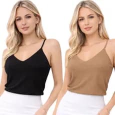 kit 2 Blusa Regata Feminina em Tecido Duna com Forro Interno e Alça Regulável, Confortável