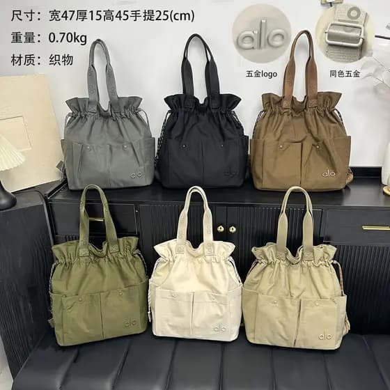 A1o sacola com cordão feminino grande capacidade bolsa de ombro simples Casual bolsa Commuter Fitness Yoga saco