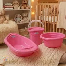 KIT BANHO BEBE COM BALDE OFURÔ 11L BANHEIRA 22L E BACIA GRANDE 27L