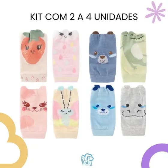 Conjunto de meia joelheira bebê engatinhar antiderrapante