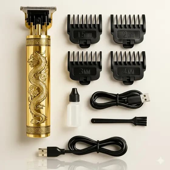 Máquina de cortar cabelo recarregável Maquininha Barbeador Eletrico Masculino Aparador de pelo Profissional KIT completo