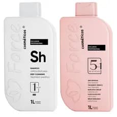 kit escova progressiva semi definitiva force de frizz liso absoluto 2x1l