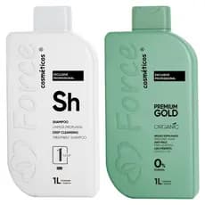 Kit Escova Progressiva Sem Formol Force de Frizz Premium Gold Ativo Matizador 2x1l