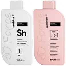 Kit Escova Progressiva Semi Definitiva 5 em 1 Force Cosméticos 2 Passos - 500ml cada