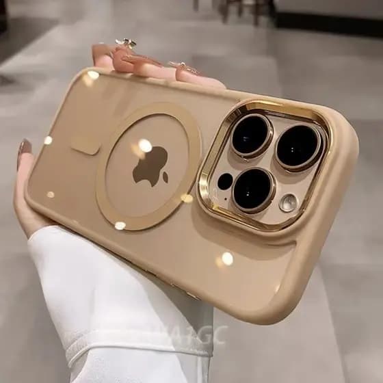 Novo Luxo Magnético Deserto Ouro Caso IPhone 17 16 13 14 15 11 12 Pro Max Plus Lente De Metal Com Proteção Contra Impact