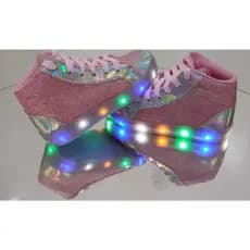 Bota infantil feminino Rosa Gliter de LED