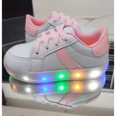 Tênis infantil feminino BrancoRosa com led
