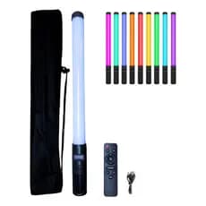 Bastão Led Rgb Luz Tubo Portátil Iluminador Foto E Video Preto Rgb
