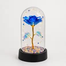 Rosa Encantada Azul com LED na Cápsula – Presente Romântico Diferente e Sofisticado