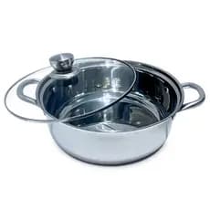 Panela Grande Inox 30cm Profissional Tampa Vidro Caçarola Reforçada