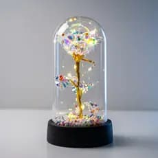 Rosa Artificial Capsula Com Luz De Led Presente Namorados