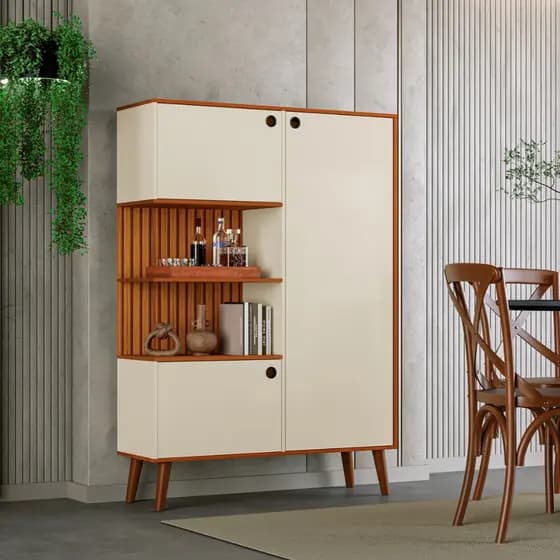 Organizador armário para casa ou sala 3 portas com pés em poliuretano pintura 3D ripado uv