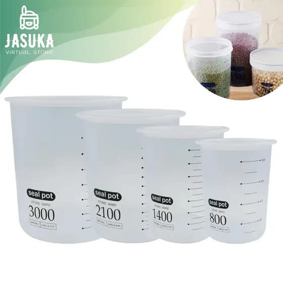 Kit 4 Potes Herméticos de Plástico Multiuso Com Escala Graduada Empilhável