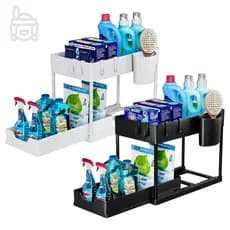 Organizador Multiuso 2 Níveis Bandeja Corrediça em Aço e Pintura Eletrolítica Resistente a Corrosão