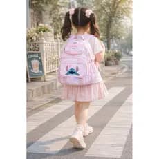 Mochila stitch infantil e Juvenil Escolar Femenina costa Impermeável Grande NYLON acolchoado