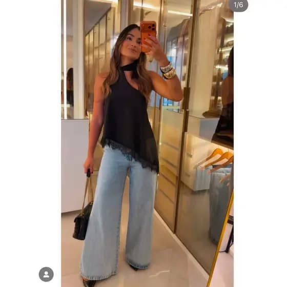 Blusa bata Assimétrica Feminino Babado em Renda estilo Camisola Casul inverno 2026 Gola alta Formal