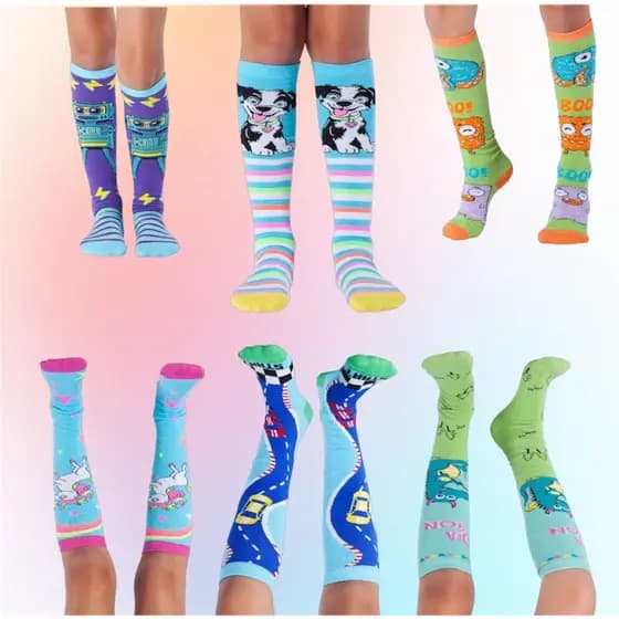 Meia 3/4 Infantil Cano Alto Longo Colorida Patins Galocha Turma da Monica Arco Iris