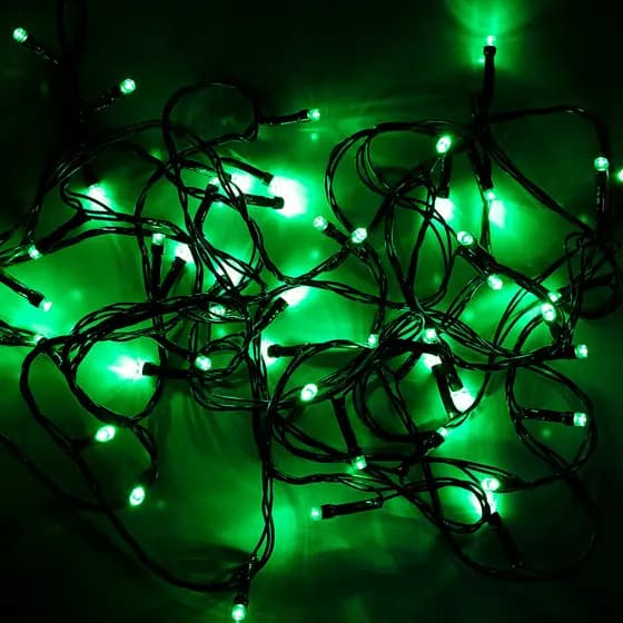 Cordão LED 50 Lâmpadas Gota 5M Fio Verde Escuro Original