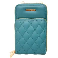 Bolsa Carteira Feminina Matelassê Azul com Alça Ajustável