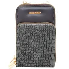 Bolsa Carteira Feminina Textura Croco Cor Cinza Elegante