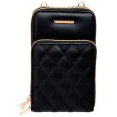 Bolsa Carteira Feminina Com Alça Textura Matelassê Preto