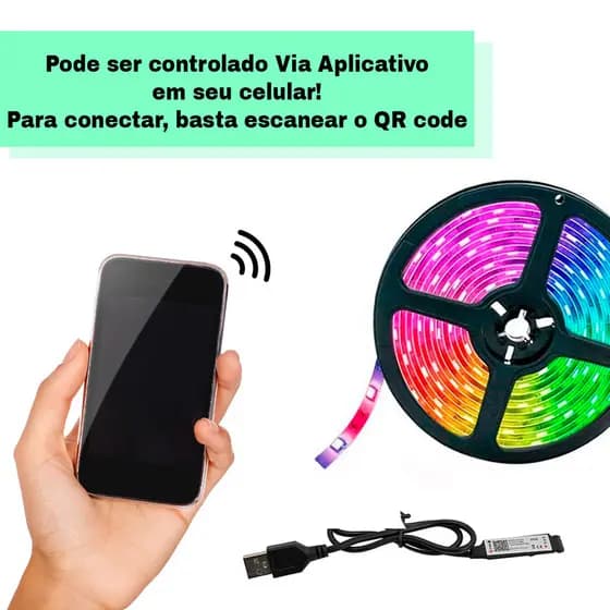 Fita Led RGB com Controle Via App para Decoração Original