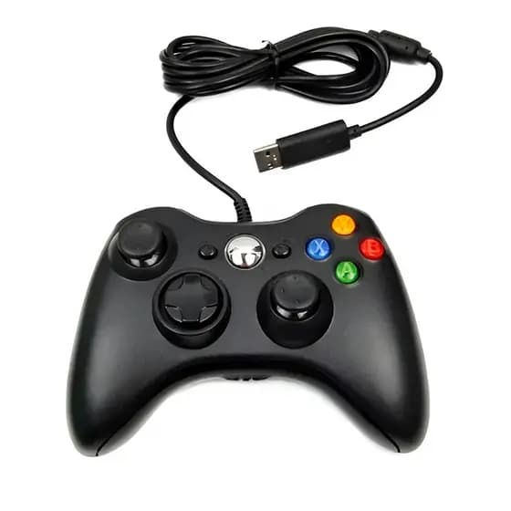 Controle USB com Fio Preto para Xbox360 e Computador