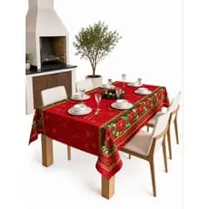 toalha de mesa Oxford vermelha estampada de 4 a 16 lugares