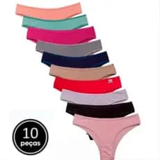 Kit 10 Calcinhas Conforto Lisa e Estampada Microfibra