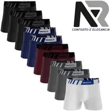 Kit 10 Cuecas Box Boxer Lisa e Estampada Microfibra