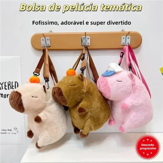 Mochila Bolsa Capivara Pelúcia Bolsa Infantil Fofa Juvenil Para Passeio Escolar