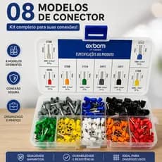 Terminal Ilhós tubular dE fio eletrico 400 unidades c/ 08 modelos de conector